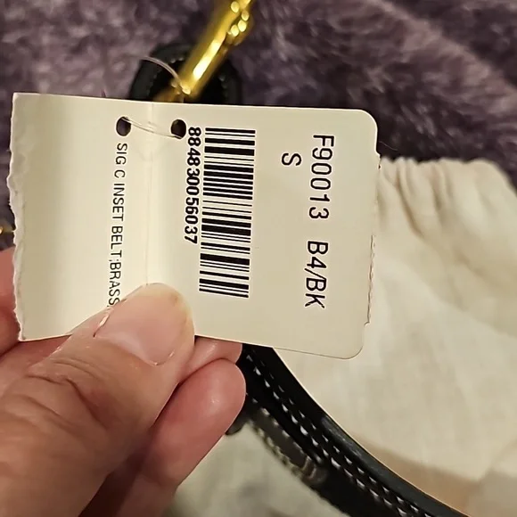 NWT Coach black signature inset belt brass size Small - Picture 4 of 10